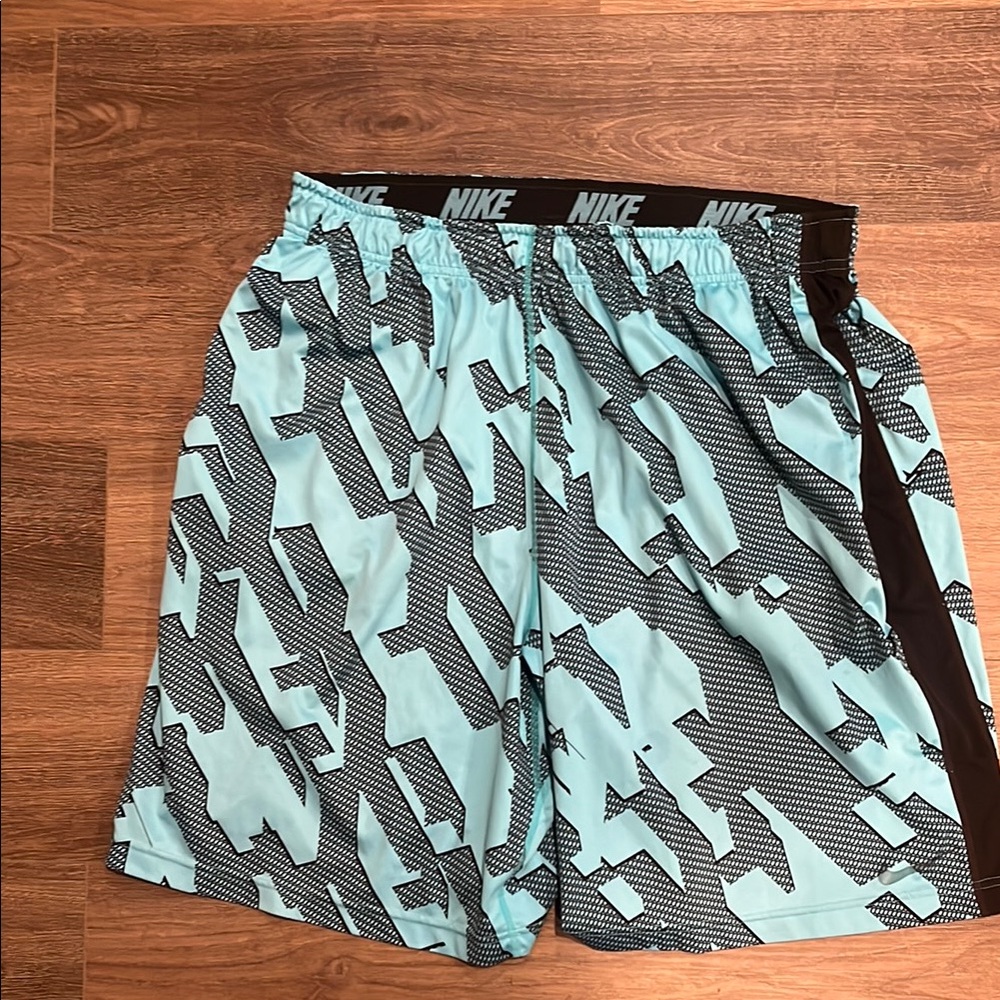 Nike Blue and Black Patterned Shorts